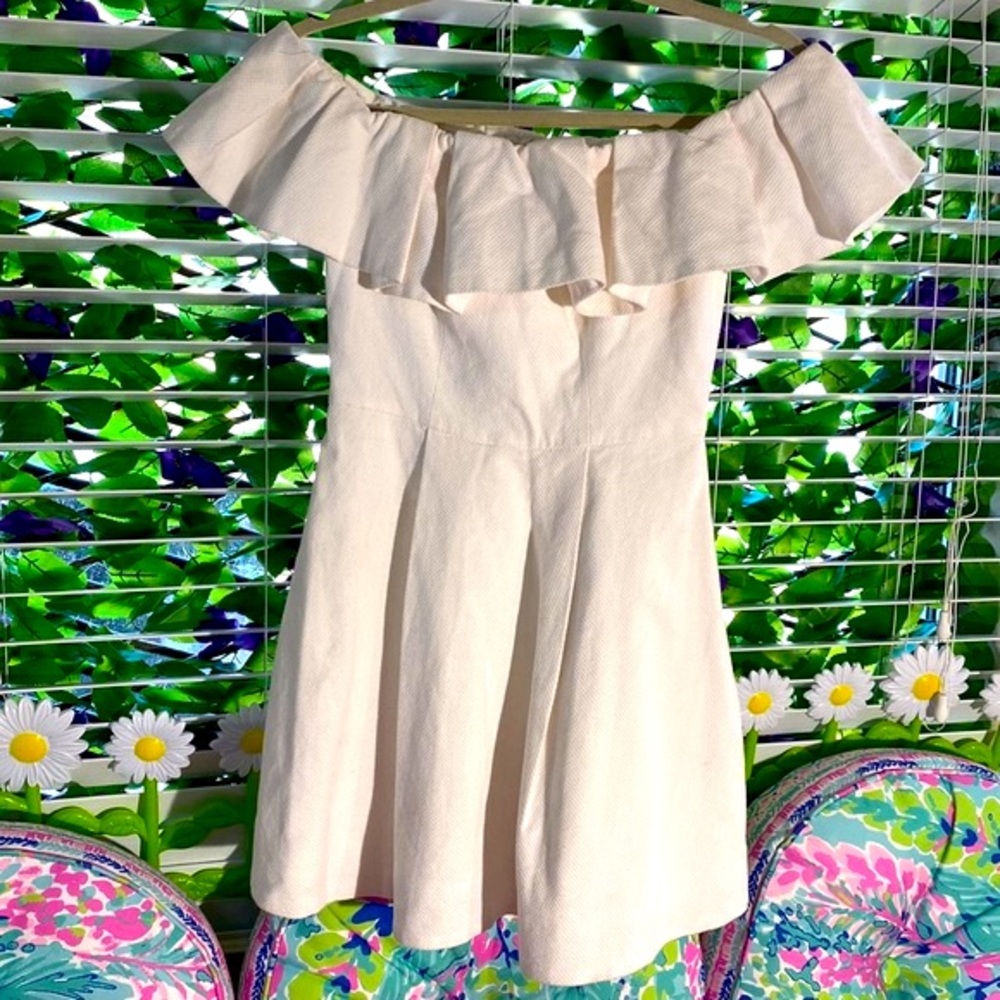 Cynthia Rowley white off-the-shoulders ruffle dress